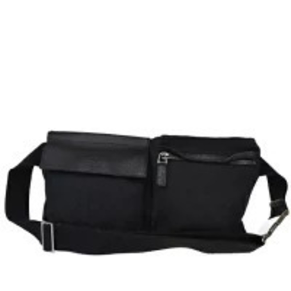 Gucci Waist Pouch Clutch Bag GG Black Canvas Leather
